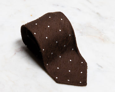 Brown Dotted Shantung Tie